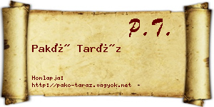Pakó Taráz névjegykártya